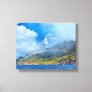Lienzo Arcoiris sobre la costa de Na Pali Kauai, Hawaii