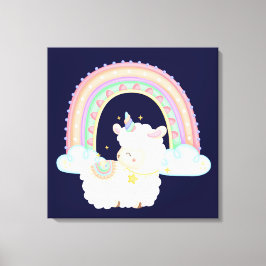 Lienzo Arcoiris y cordero unicornio