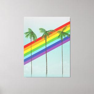 Lienzo Arcoiris y palmas