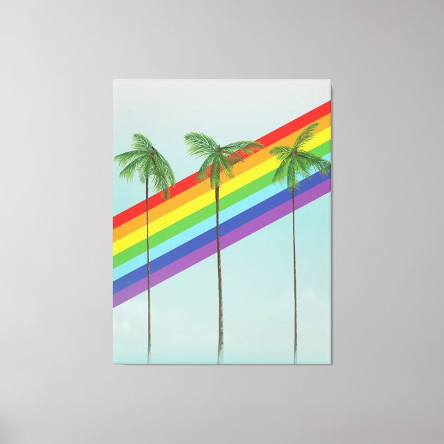 Lienzo Arcoiris y palmas (Anverso)