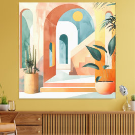 Lienzo Arcos del Desierto - Arquitectura abstracta modern