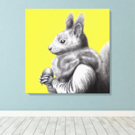 Lienzo Ardilla roja con espátula de pieles de ardilla gri
