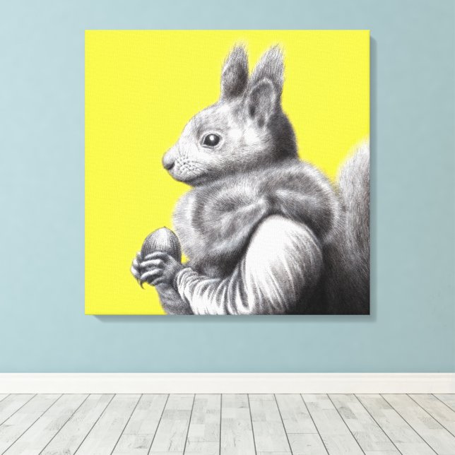 Lienzo Ardilla roja con espátula de pieles de ardilla gri (Insitu (piso de madera))