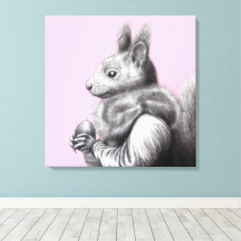 Lienzo Ardilla roja con espátula de pieles de ardilla gri