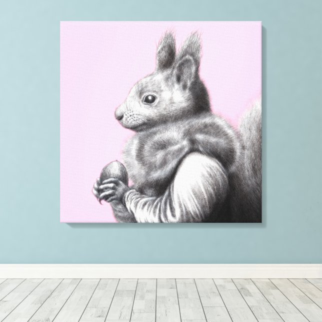 Lienzo Ardilla roja con espátula de pieles de ardilla gri (Insitu (piso de madera))