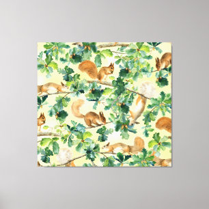 Lienzo Ardillas acuáticas, roble sin costura.