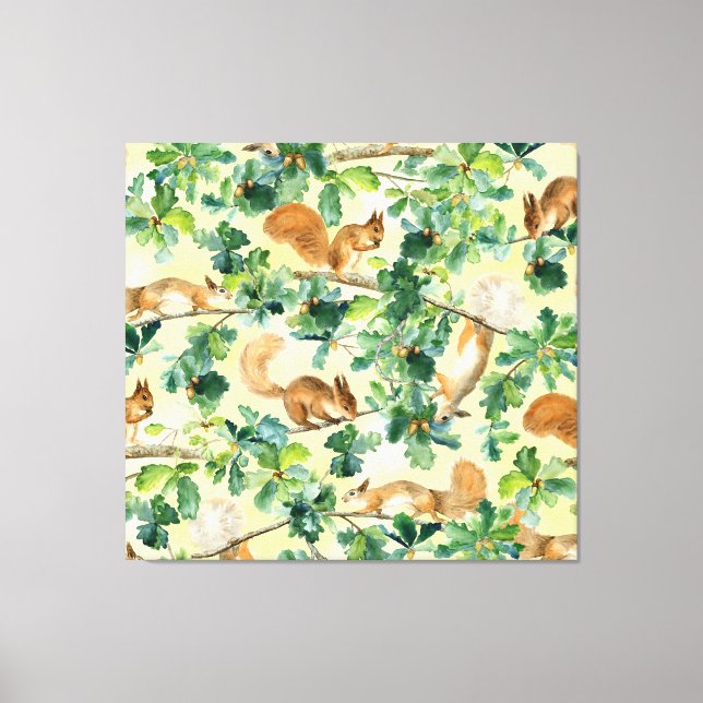 Lienzo Ardillas acuáticas, roble sin costura. (Anverso)