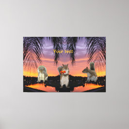 Lienzo Ardillas raras en la puesta de sol tropical