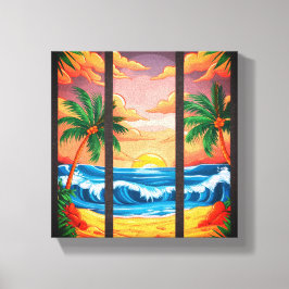 Lienzo Arena esmaltada Tropical Beach Wall Art Premium