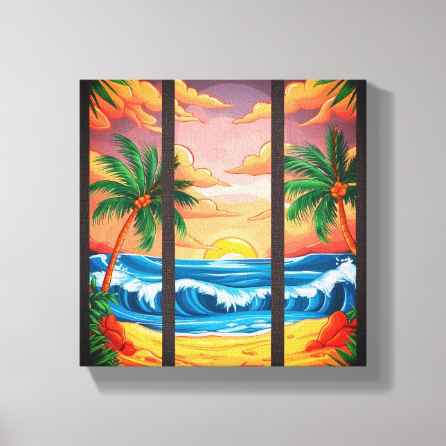 Lienzo Arena esmaltada Tropical Beach Wall Art Premium (Anverso)