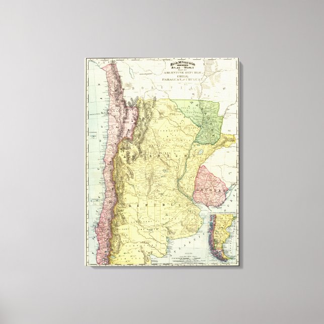 Lienzo Argentina, Chile, Paraguay, Uruguay (Anverso)