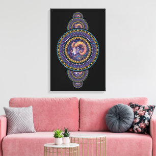 Lienzo Aries Whimsical Ornamental Mandala Canvas Wall Art