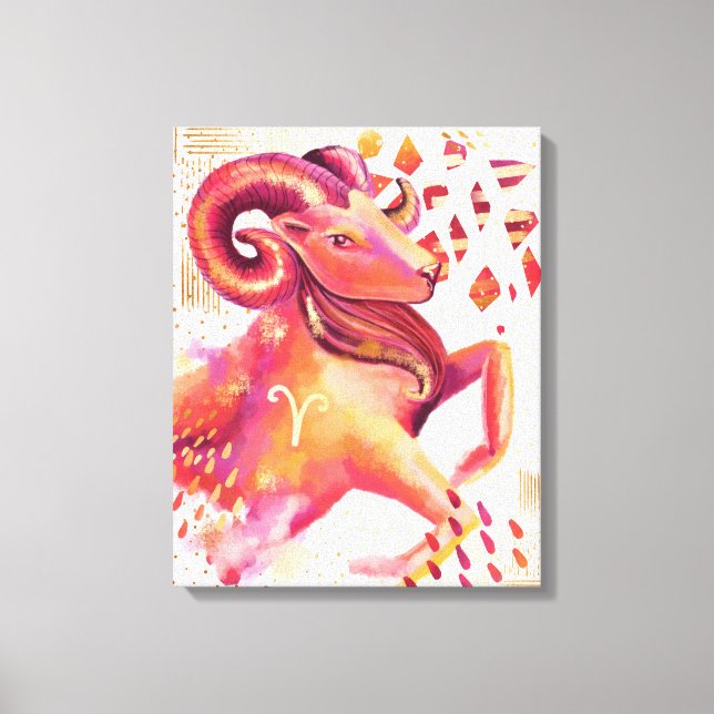 Lienzo Aries Zodiac Abstract Watercolor Wall Art (Anverso)