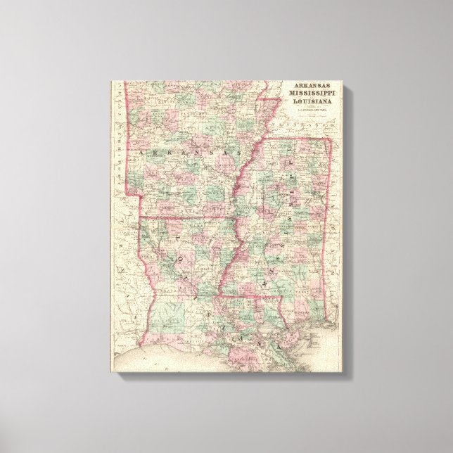 Lienzo Arkansas, Misisipi y Luisiana (Anverso)