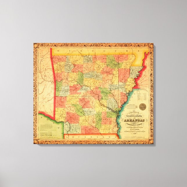 Lienzo ArkansasMapa panorámicoArkansas (Anverso)