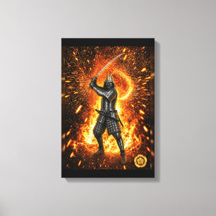 Lienzo Armadura de samurái Oda Nobunaga Fuego 12x18