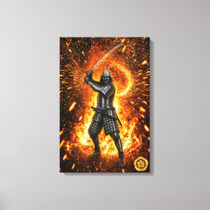Lienzo Armadura de samurái Oda Nobunaga Fuego 16x24