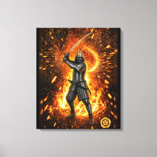 Lienzo Armadura de samurái Oda Nobunaga Fuego 20x24