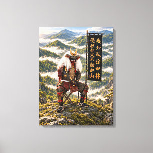 Lienzo Armadura de samurái Takeda Shingen Montañas Verdes