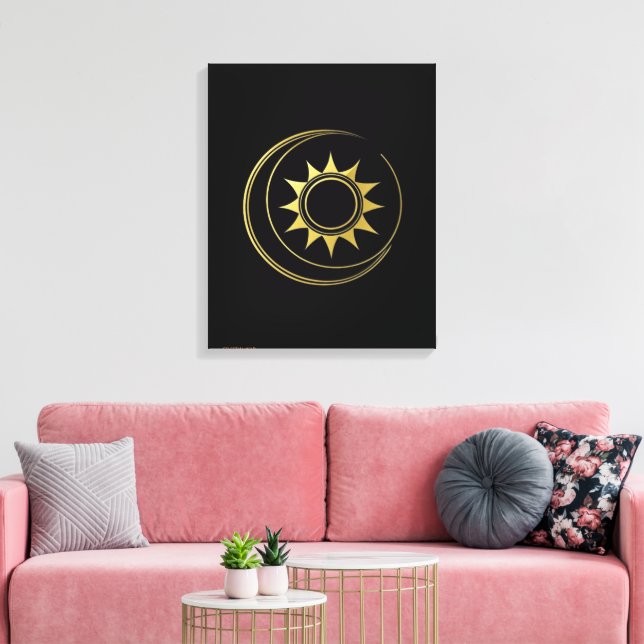 Lienzo Armonía Celestial Dorada Luna Sol Arte (Insitu (Sala de estar))