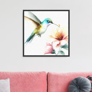 Lienzo Armonía de Hibisco con Colibrí
