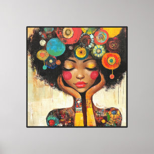 Lienzo Armonía de mujer negra colorida
