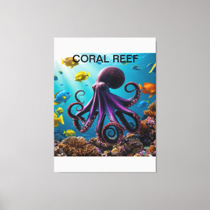 Lienzo Armonía de pulpo y arrecife de coral"