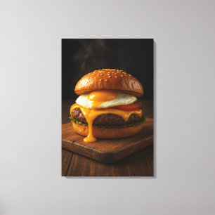 Lienzo Armonía Dorada – La Hamburguesa con Queso Gourmet 