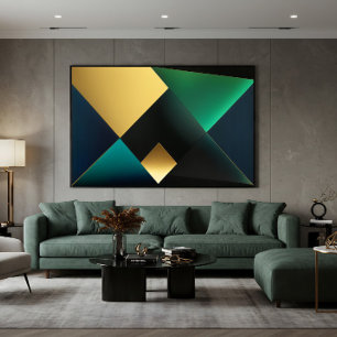 Lienzo Armonía Geométrica Esmeralda y Dorado