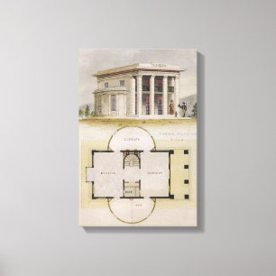 Lienzo Arquitectura antigua, planta y villa griega