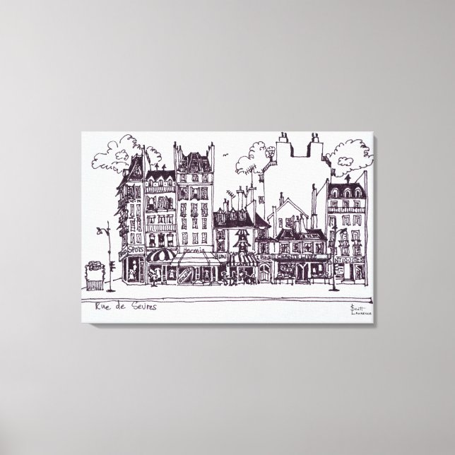 Lienzo Arquitectura de Haussmann | Rue de Sevres (Anverso)