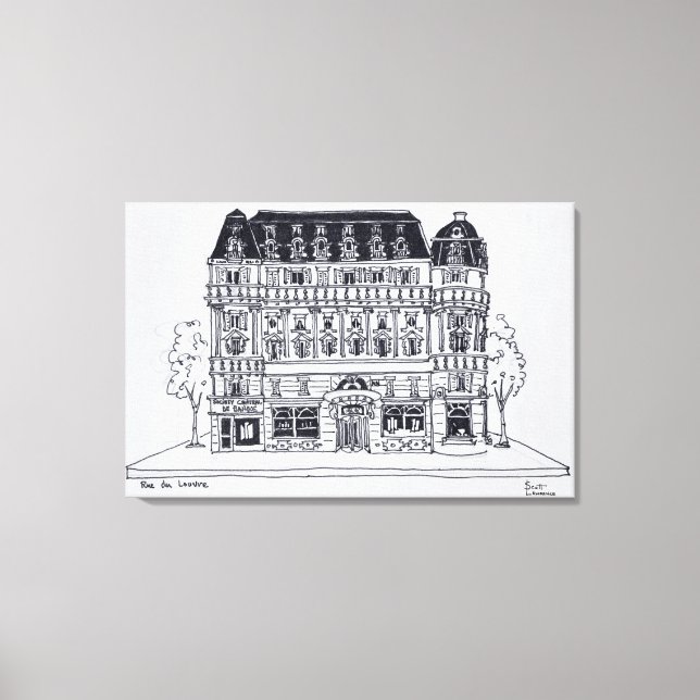 Lienzo Arquitectura de Haussmann | Rue du Louvre, París (Anverso)