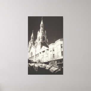 Lienzo Arquitectura de la iglesia en blanco y negro