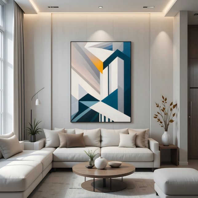 Lienzo Arquitectura geométrica abstracta azul blanco dora (Subido por el creador)