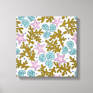 Lienzo Arrecife genométrica tropical de coral animal