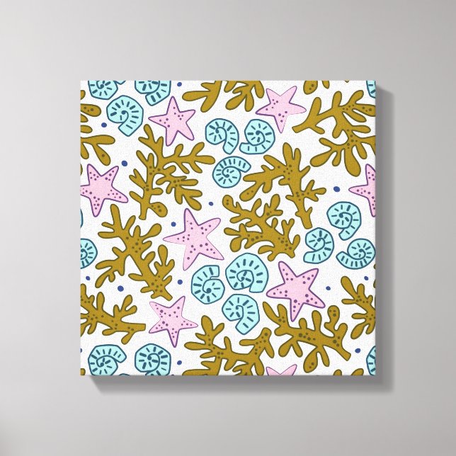 Lienzo Arrecife genométrica tropical de coral animal (Anverso)