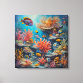 Lienzo Arrecife tropical: pintura de tela