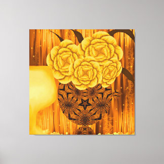 Lienzo Arreglo Floral Dorado