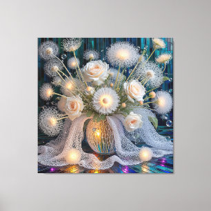 Lienzo Arreglo floral elegante con rosas iluminadas