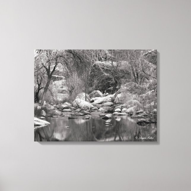 Lienzo Arroyo de Sabino Canyon Invierno Dos Paneles de Lo (Anverso)