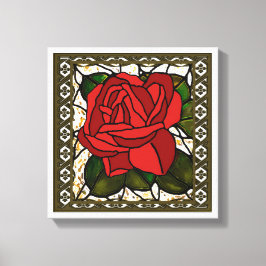 Lienzo Art Deco de Rosa Roja Vintage