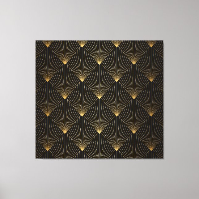 Lienzo Art Deco: Elegancia dorada negra. (Anverso)