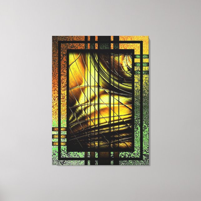 Lienzo Art Deco en verde y dorado (Anverso)