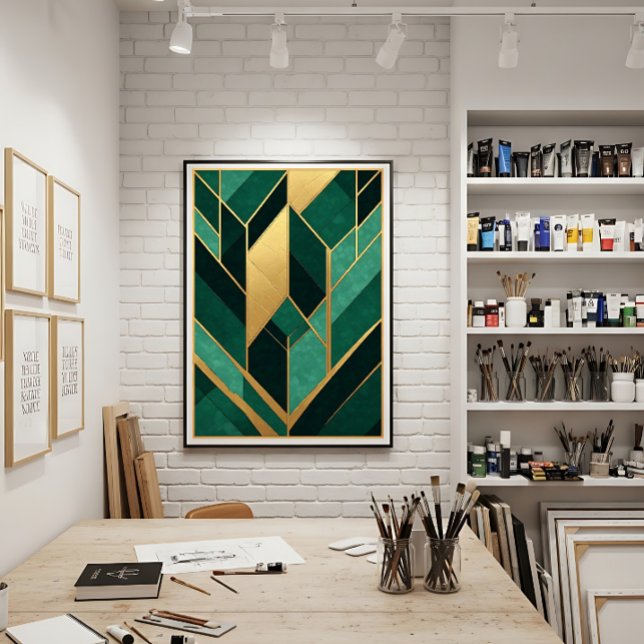 Lienzo Art Deco Esmeralda Verde Dorado (Subido por el creador)