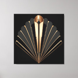 Lienzo Art Deco Gold Fan Geometric Elegance