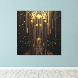 Lienzo Art Déco sofisticado en negro y dorado