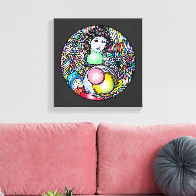 Lienzo Art Nouveau Angel On Stained Glass (Insitu (Sala de estar))