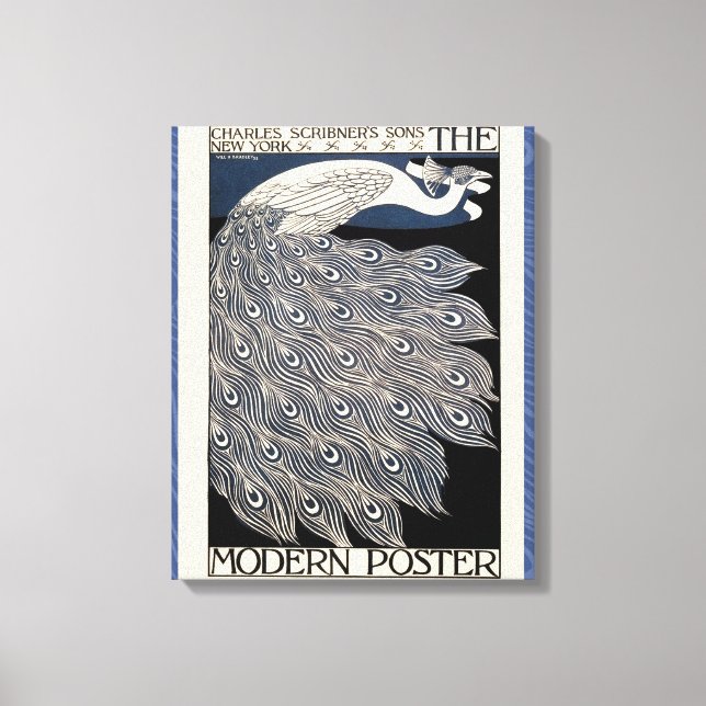 Lienzo Art Nouveau azul de Peacock (Anverso)