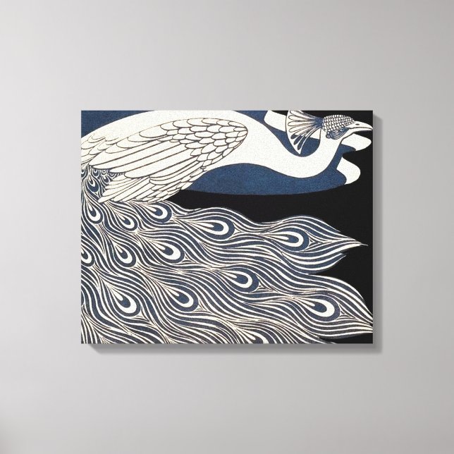 Lienzo Art Nouveau azul de Peacock (Anverso)