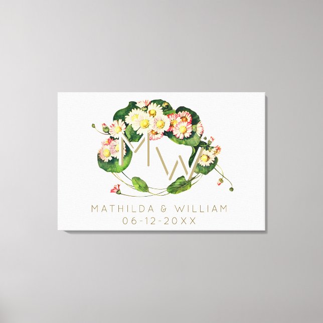 Lienzo Art Nouveau Daisies fue un monograma para personal (Anverso)